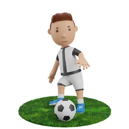 Boy passing football  3D Illustration