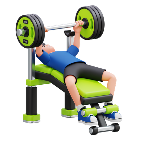 Boy Performing Bench Press With Dumbbell  3D Illustration