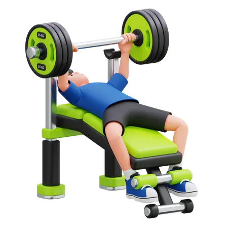 Boy Performing Bench Press With Dumbbell  3D Illustration