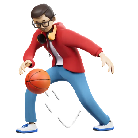 Boy Play Basketball  3D Illustration