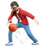 boy play basketball 3d illustration