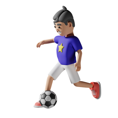 Boy play football  3D Illustration