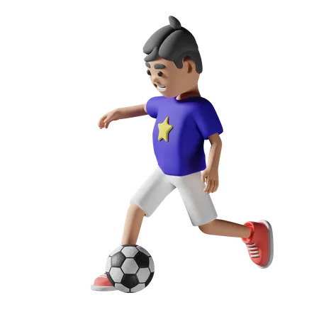 Boy play football  3D Illustration