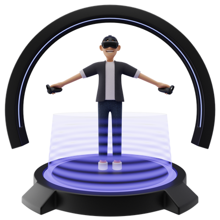 Boy playing 360 degree game  3D Icon
