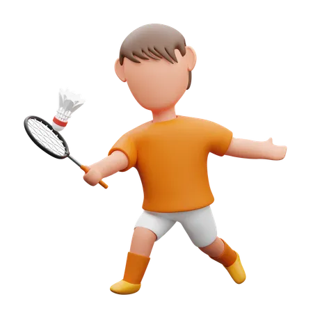 Boy playing badminton  3D Icon