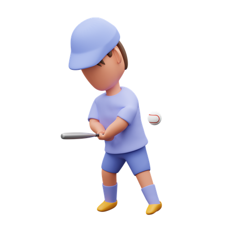 Boy playing baseball  3D Icon