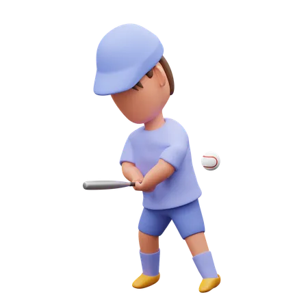 Boy playing baseball  3D Icon