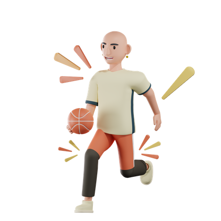 Boy playing basketball  3D Illustration