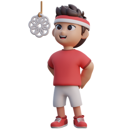 Boy Playing Eating Crackers Contest  3D Icon