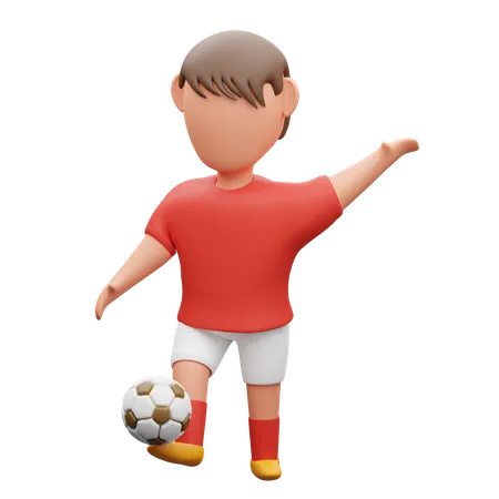 Boy Playing football  3D Icon