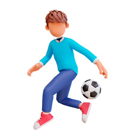 Boy playing football  3D Illustration