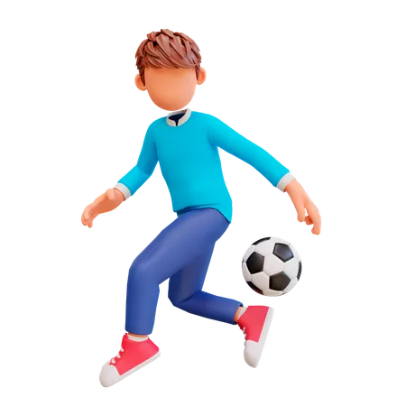 Boy playing football  3D Illustration