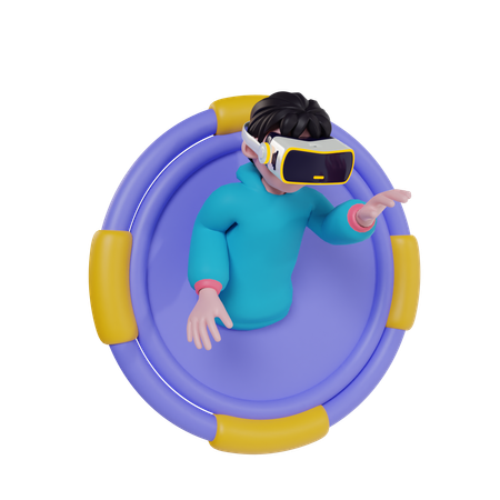 Boy playing game wearing VR glasses  3D Illustration