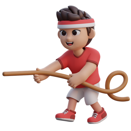 Boy Playing Pull Rope Contest  3D Icon