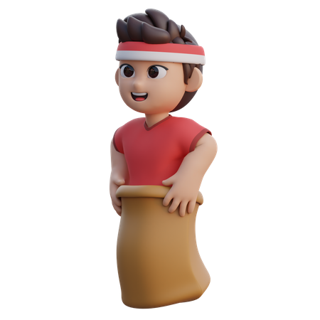 Boy Playing Sack Race  3D Icon