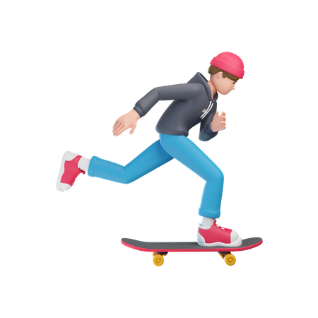Boy Playing Skateboard  3D Icon