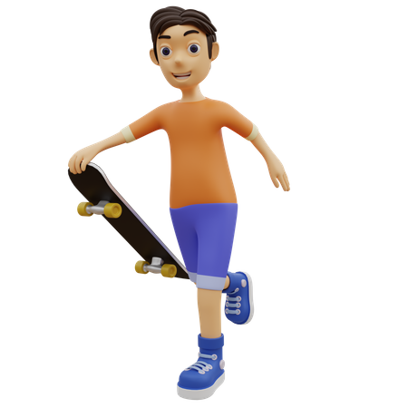 Boy Playing Skateboard  3D Icon