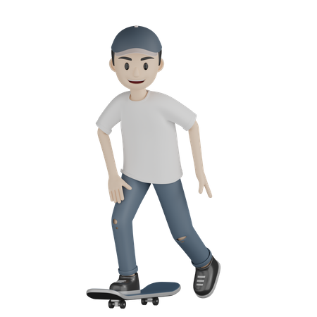 Boy Playing Skateboard  3D Icon