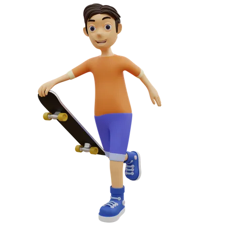 Boy Playing Skateboard  3D Illustration