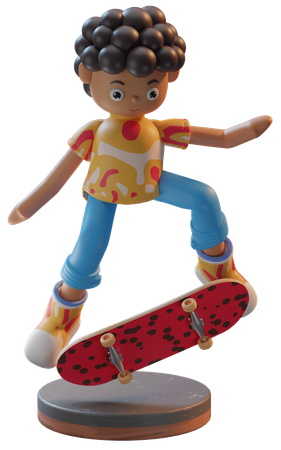 Boy playing skateboarding  3D Icon