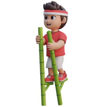 Boy Playing Stilts  3D Icon