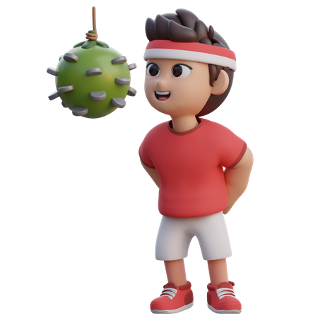 Boy Playing Take Out the Coins Contest  3D Icon