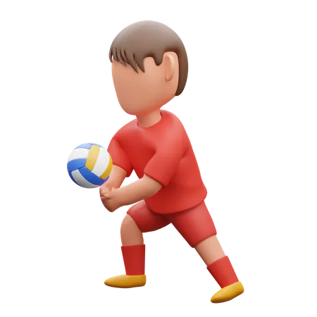 Boy Playing volleyball  3D Icon