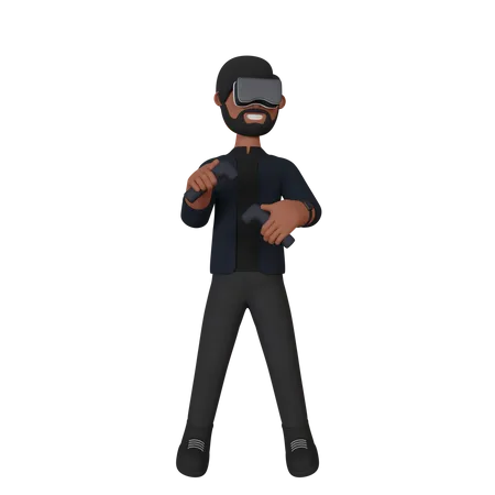 Boy playing VR game  3D Illustration