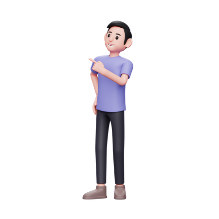 Boy Pointing Finger  3D Illustration