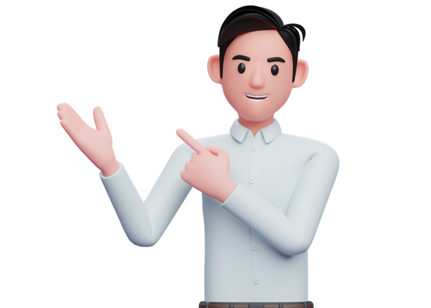 Boy pointing finger side up  3D Illustration