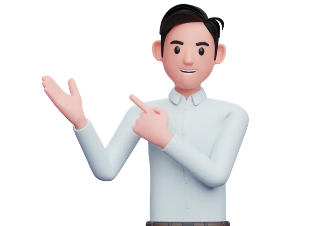 Boy pointing finger side up  3D Illustration