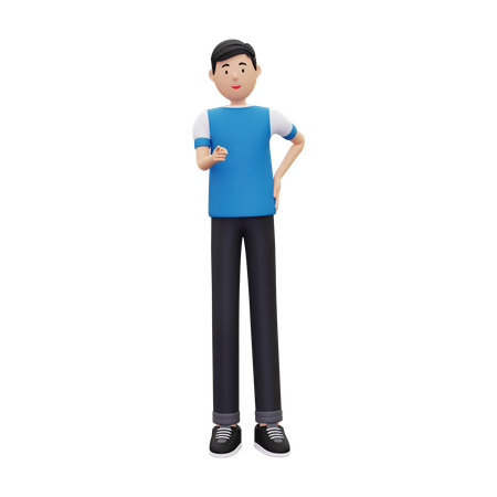 Boy pointing hand at front 3D Illustration
