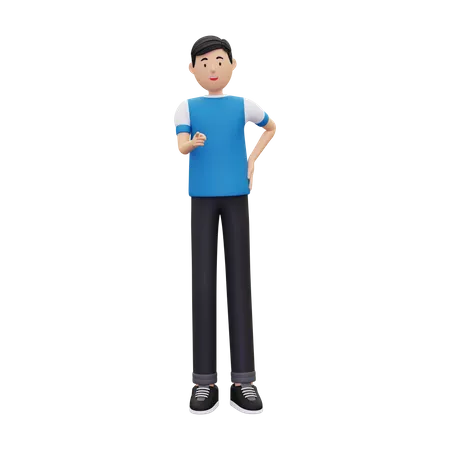 Boy pointing hand at front  3D Illustration