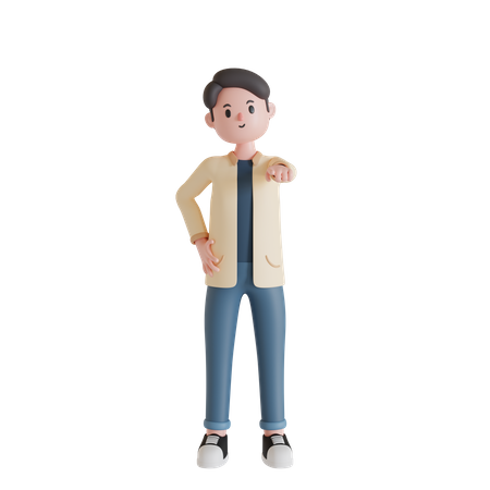 Boy pointing something  3D Icon