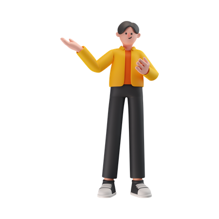 Boy Pointing Something  3D Illustration