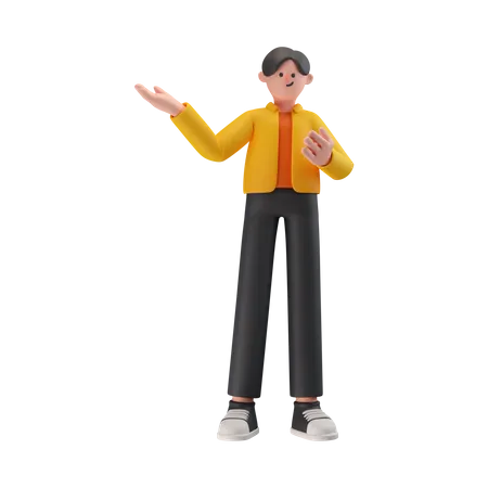 Boy Pointing Something  3D Illustration