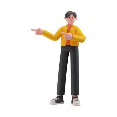 Boy Pointing Something  3D Illustration