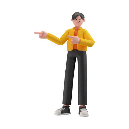 Boy Pointing Something  3D Illustration