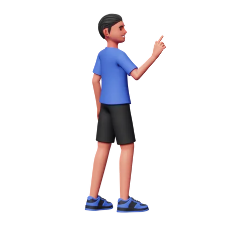 Boy Pointing Something  3D Illustration