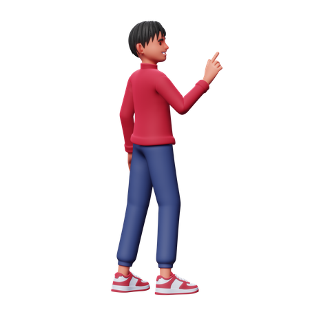 Boy Pointing Something 3D Illustration