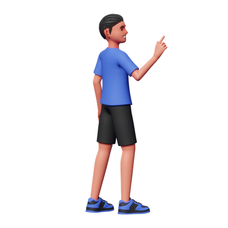 Boy Pointing Something 3D Illustration