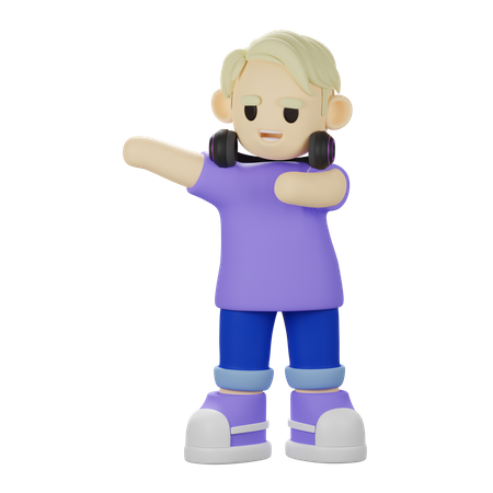 Boy Pointing something  3D Illustration
