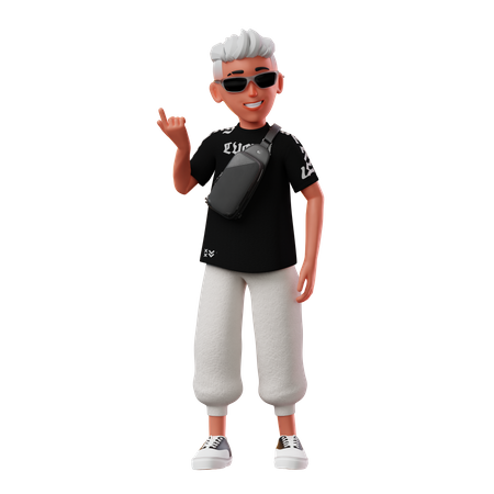 Boy Pointing Up  3D Icon