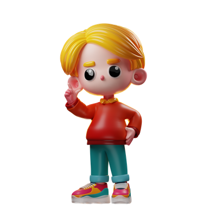 Boy Pointing Up  3D Icon