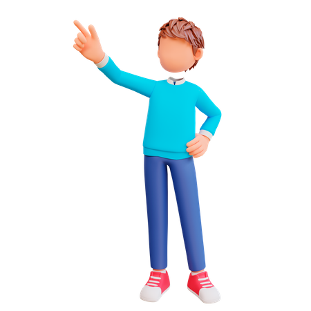 Boy pointing up  3D Illustration