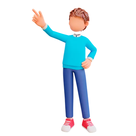 Boy pointing up  3D Illustration