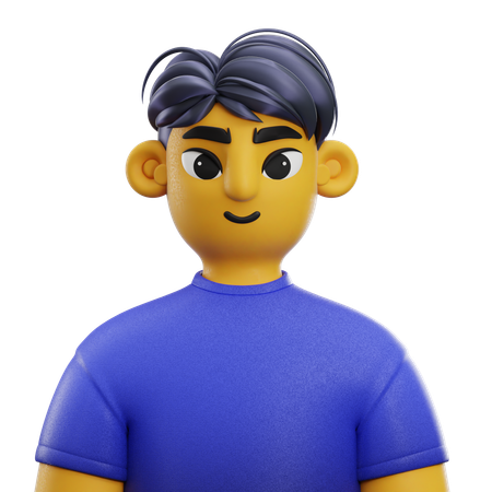 Boy Pony Hair with T-shirt  3D Icon
