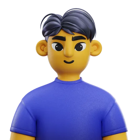 Boy Pony Hair with T-shirt  3D Icon