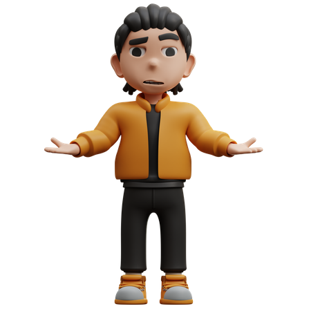Boy Pose Gesture I Dont Know  3D Icon