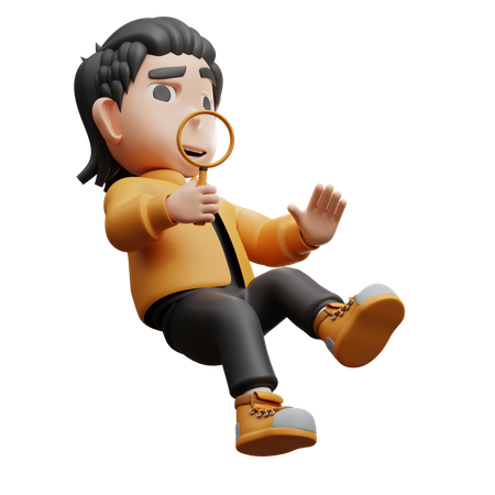 Boy Poses Analyzing Something  3D Icon